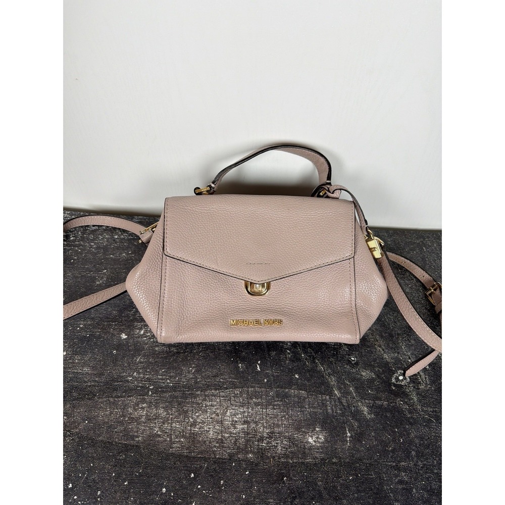 MICHAEL KORS Bristol MK TH Flap Satchel Bag Pink Oleander Leather 38S9XZKS2L